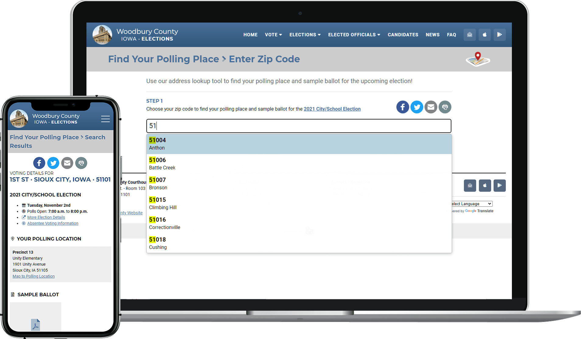 Where Do I Vote? Screenshot for Woodbury County Elections