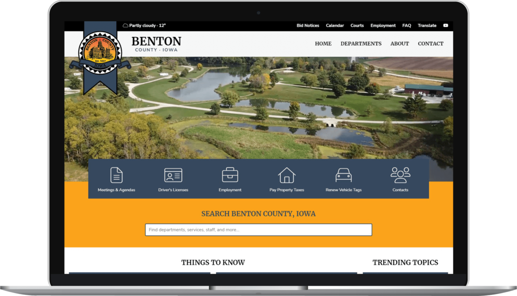 Benton County website homepage on laptop