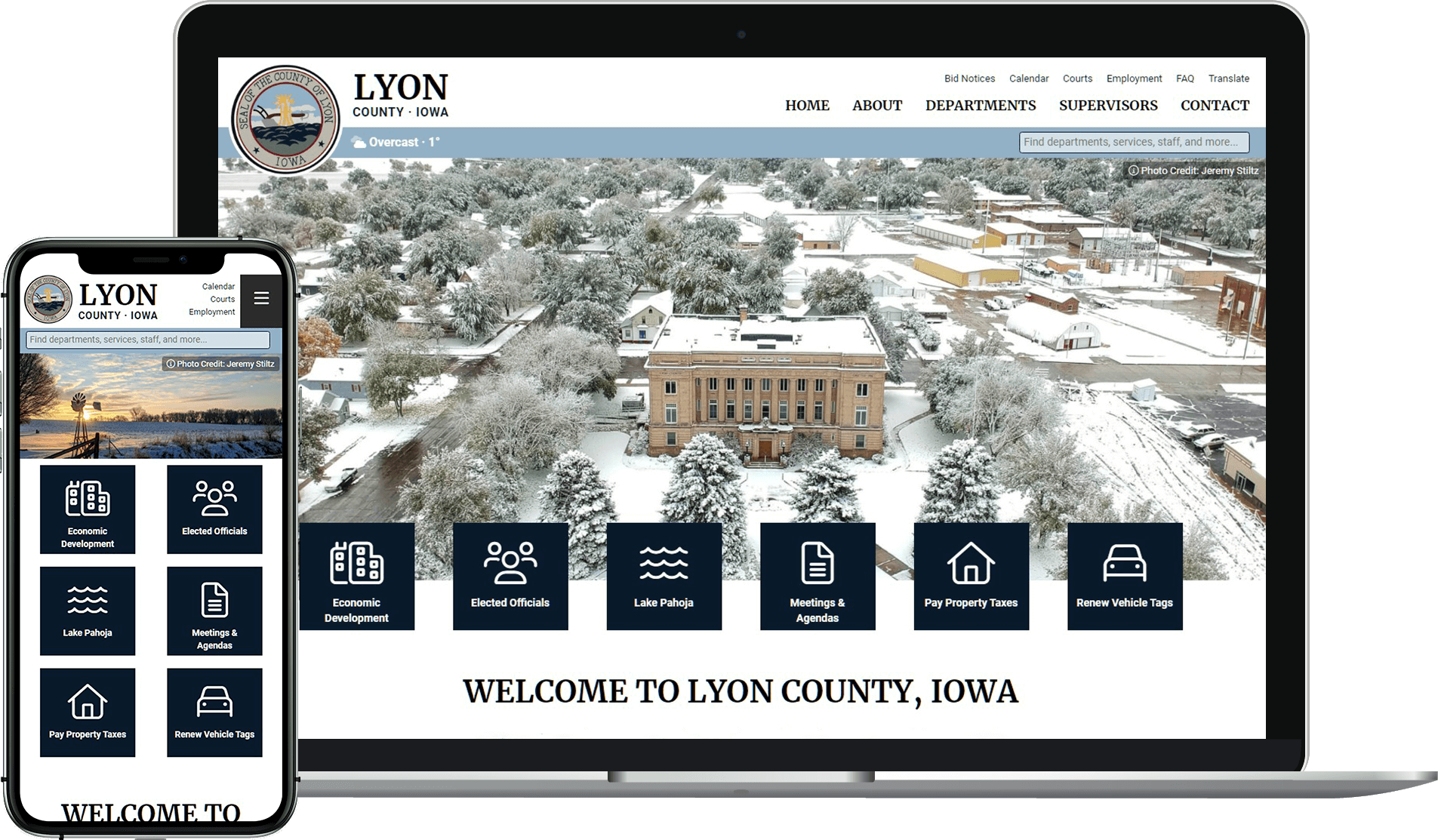Lyon County website homepage on desktop and mobile device