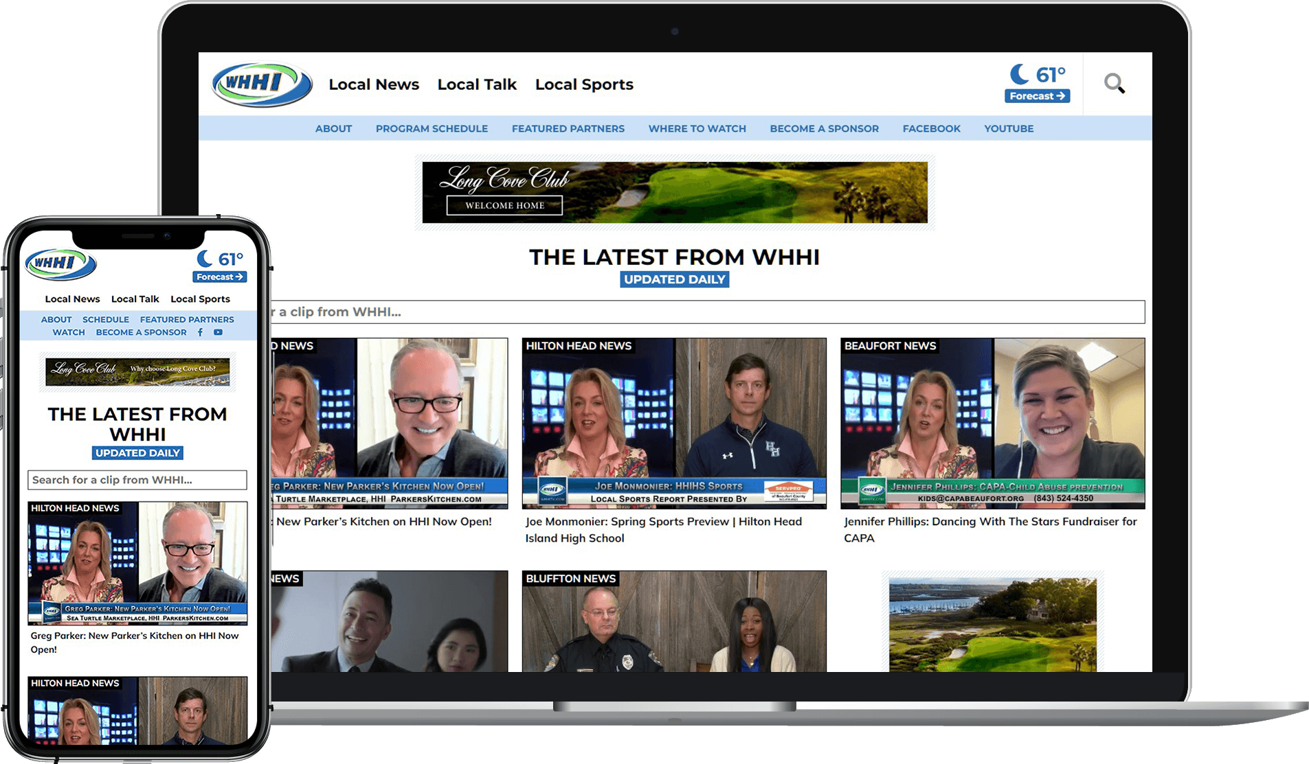 WHHI-TV website on desktop and mobile phone