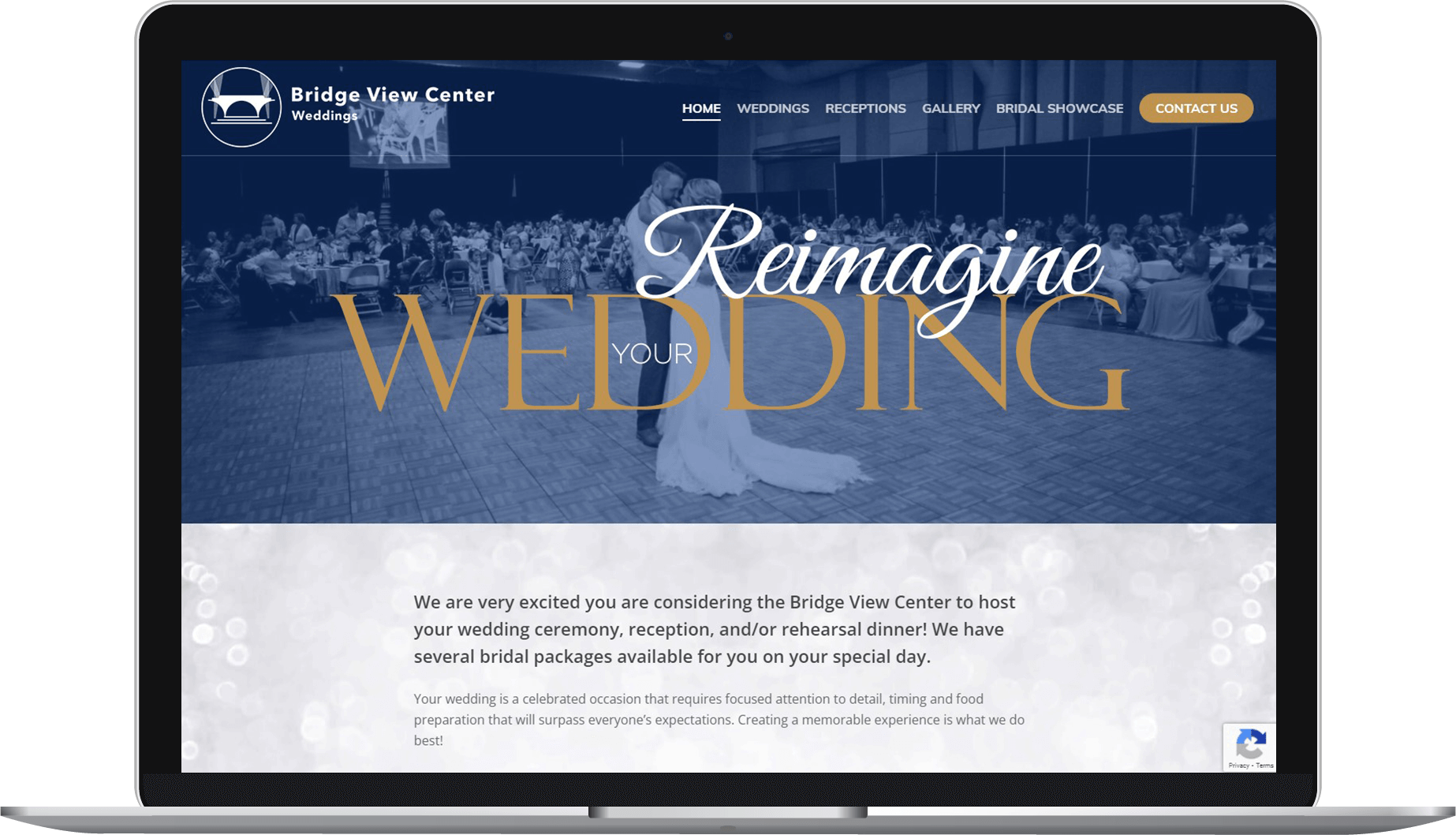 Ottumwa Weddings website homepage on a laptop computer.