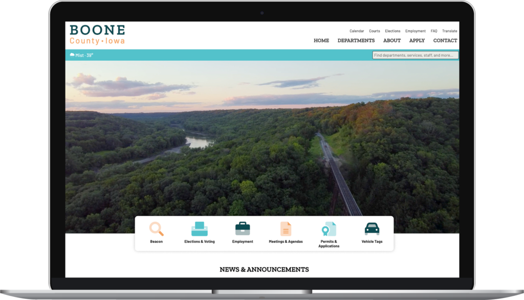New Boone County website on a laptop.