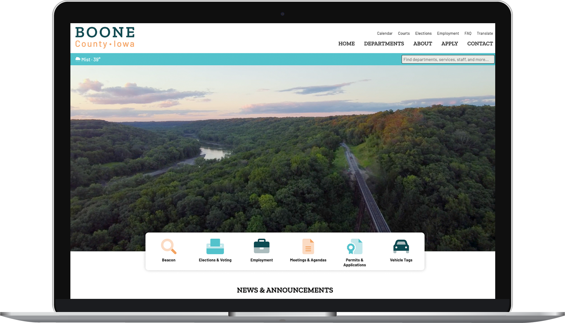 New Boone County website on a laptop.