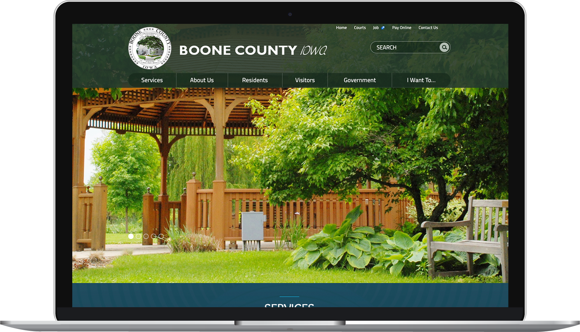Former Boone County website on a laptop.