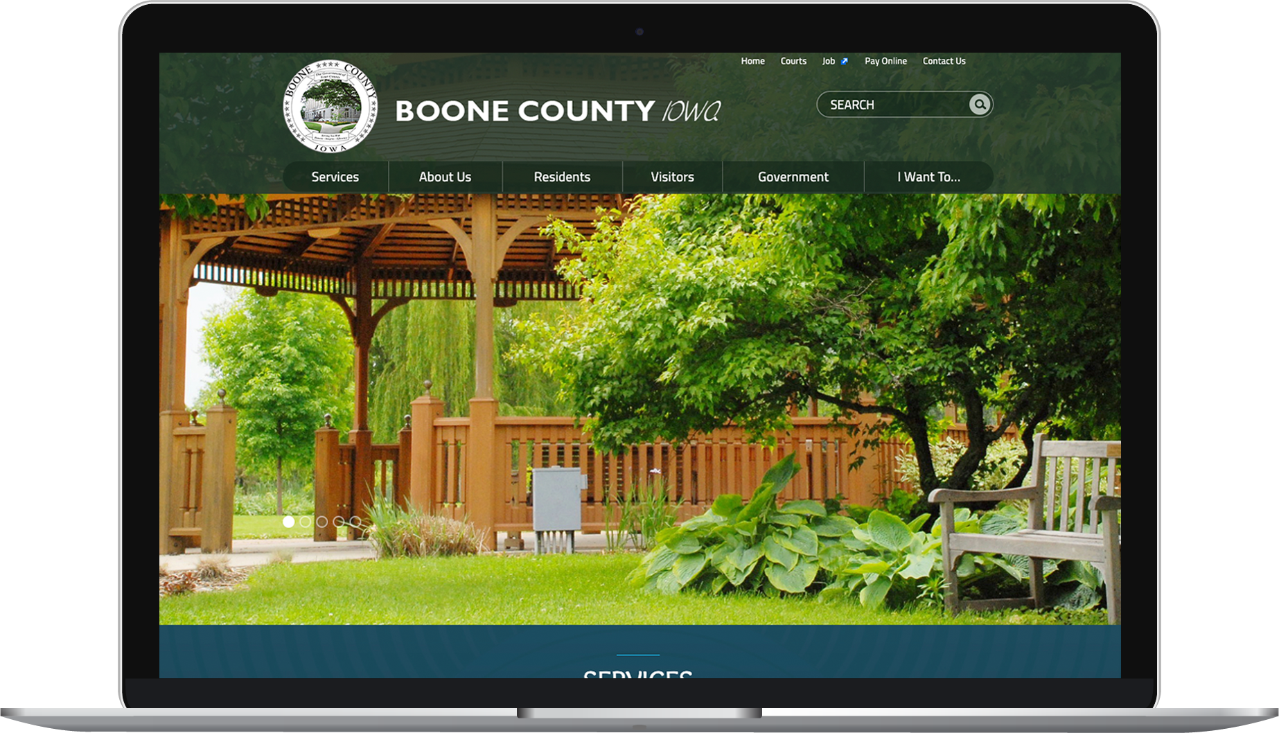 Former Boone County website on a laptop.