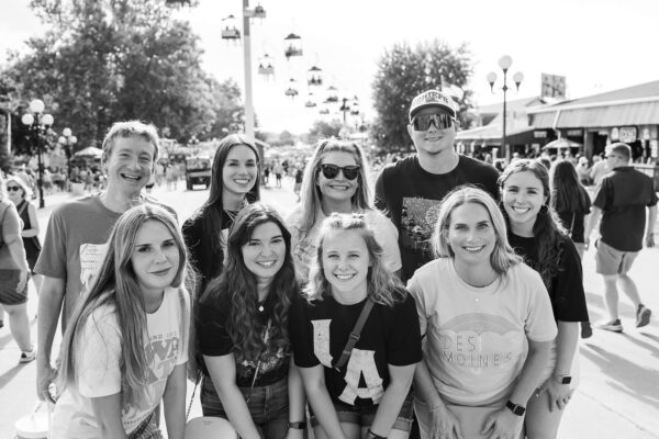 Neapolitan Labs team members taking a group photo together at the Iowa State Fair.