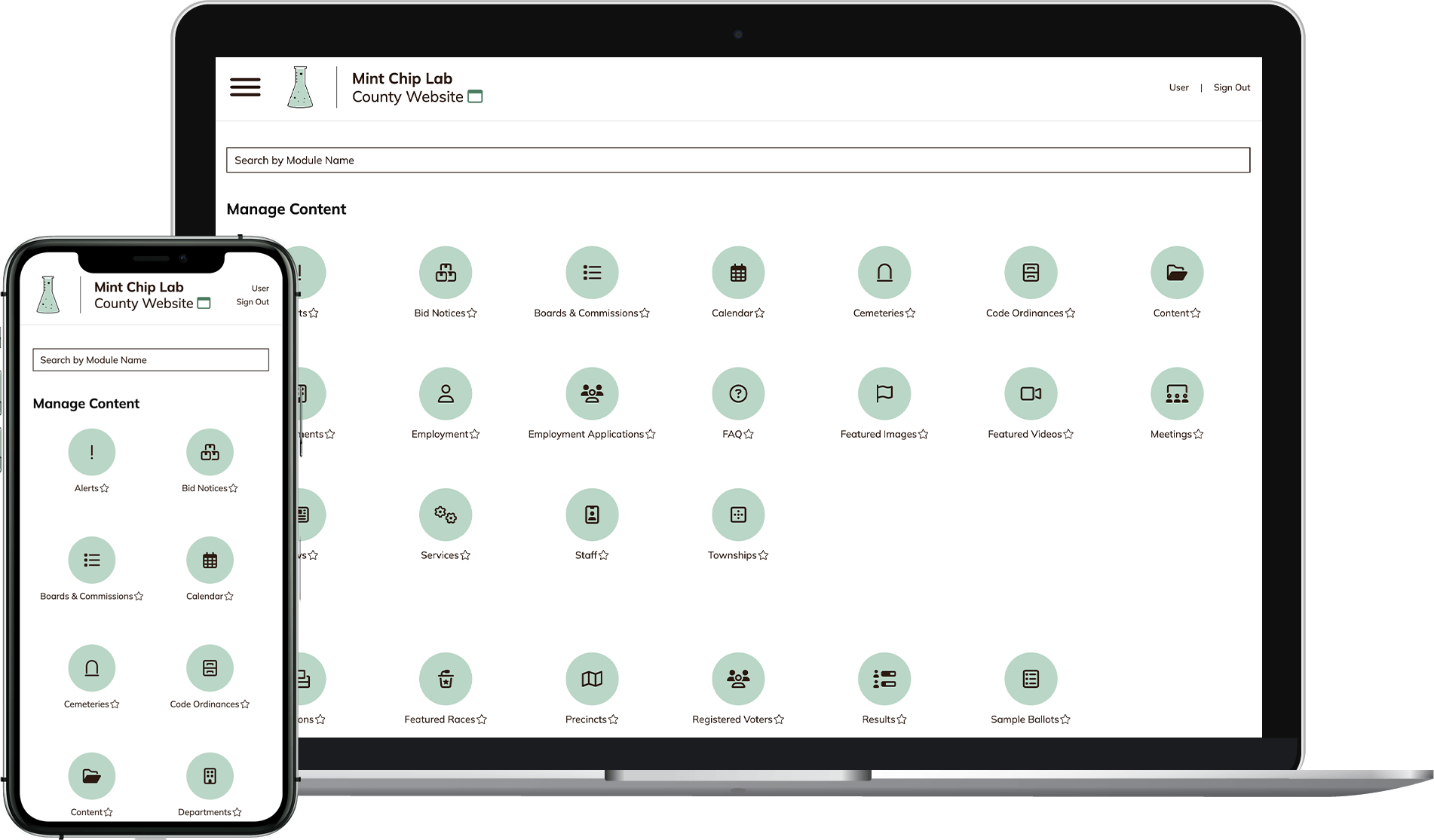 Upgraded version of Mint Chip Lab homepage on desktop and mobile.