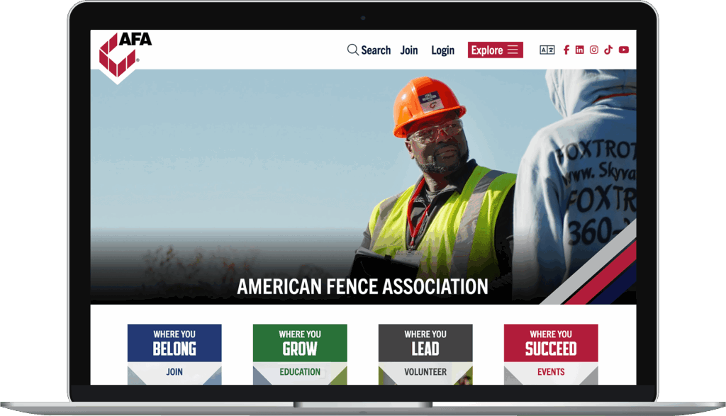 American Fence Association website homepage, redesigned by Neapolitan Labs.
