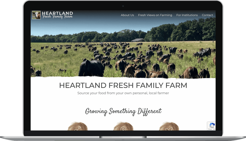 Heartland Fresh Family Farm homepage.