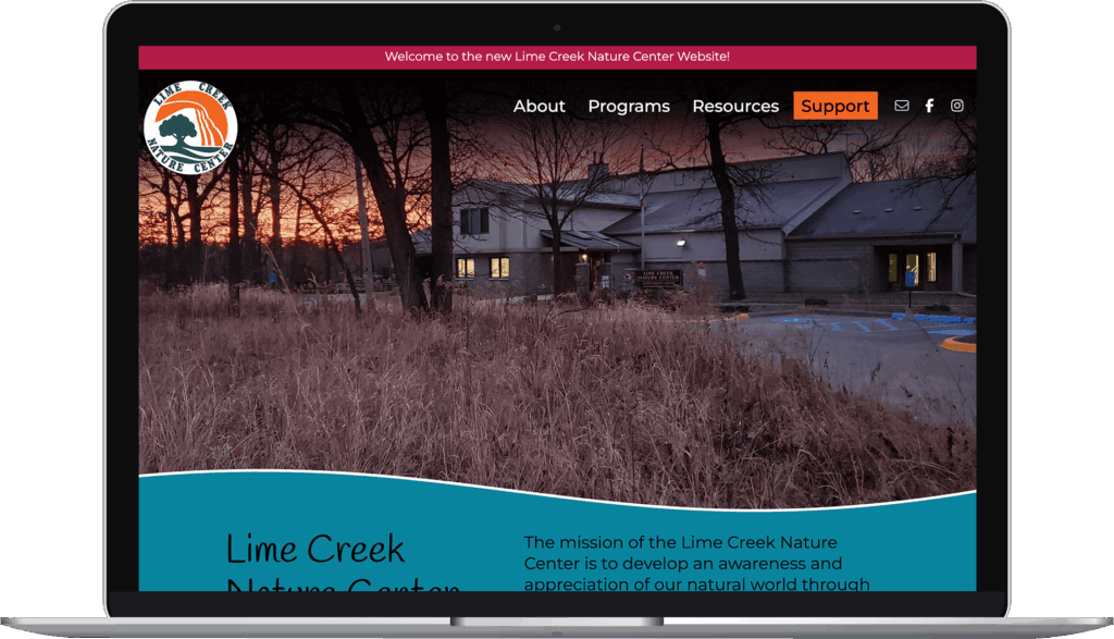 Lime Creek Nature Center homepage.