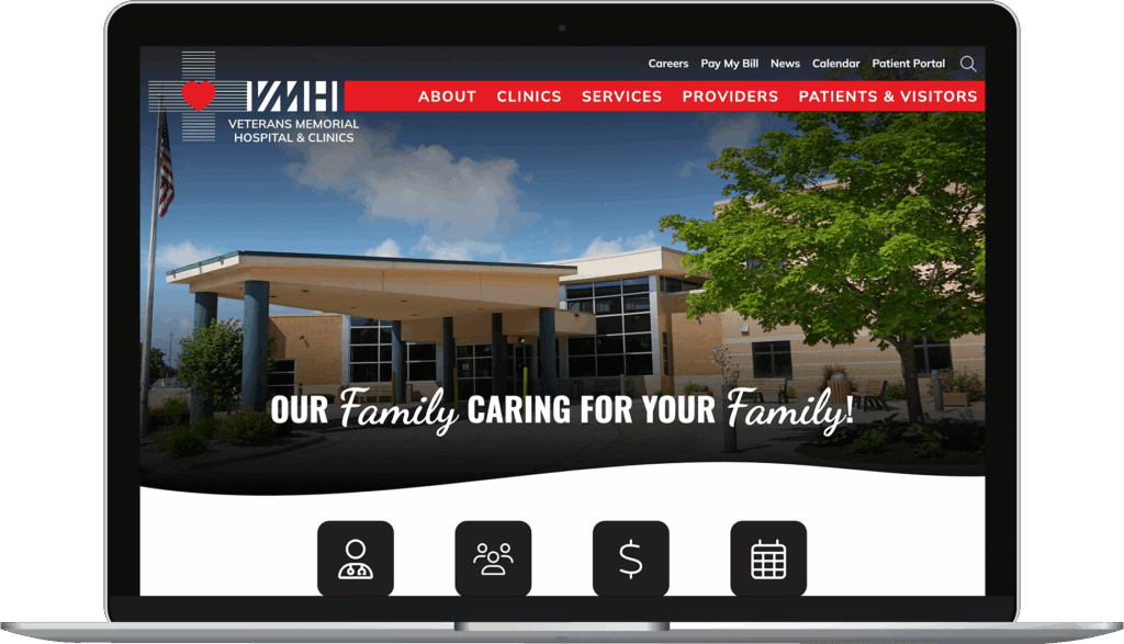 Veterans Memorial Hospital homepage.